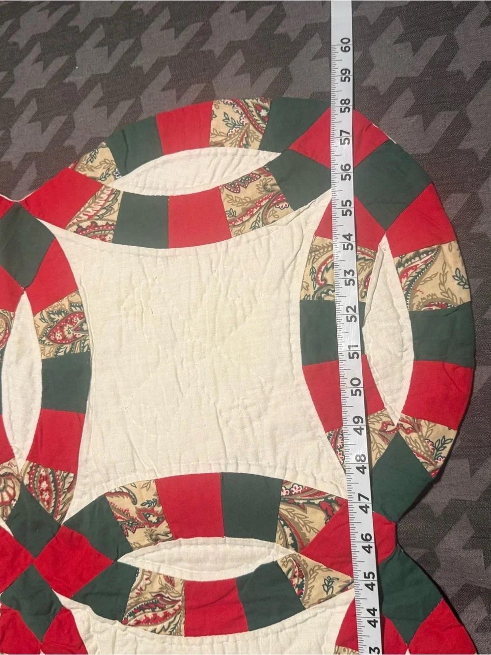 Double Wedding Ring Intricate Pattern Quilt Throw Christmascore HANDMADE
